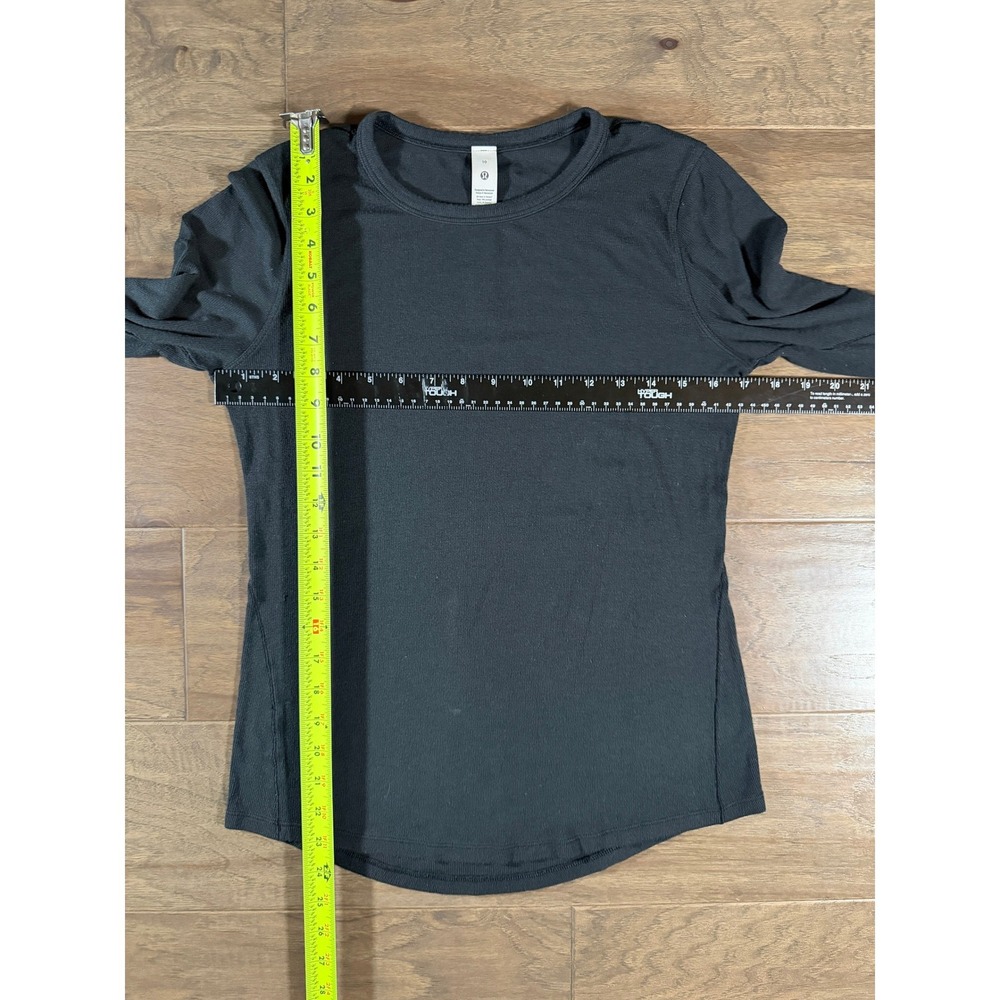 Lululemon Ribbed Long Sleeve Top Black Crew Neck Modal Blend Size 10 LW3FTFS - Picture 4 of 6